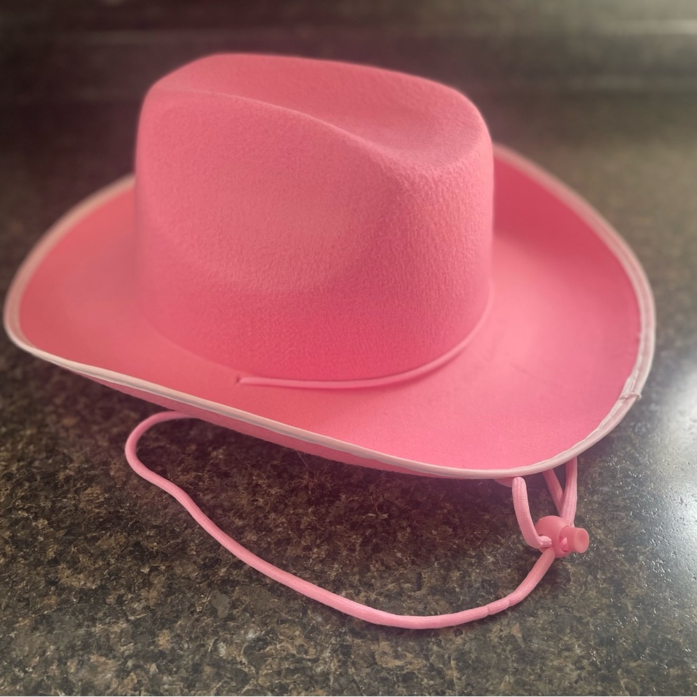Pink Felt Cowboy Hat with White Trim